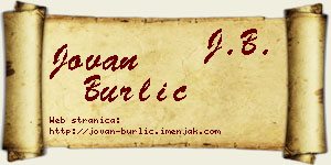 Jovan Burlić vizit kartica